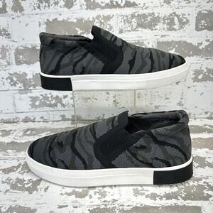 Strauss + Ramm Slip On Knit Sneakers Mens 10M Gray Black Camo Round Toe Casual